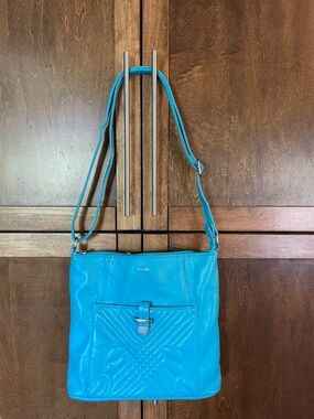 Faux Leather Turquoise Crossbody Bag